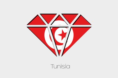 Tunus bir elmas içindeki bir bayrak illüstrasyon