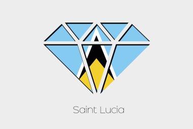Saint Lucia bir elmas içindeki bir bayrak illüstrasyon
