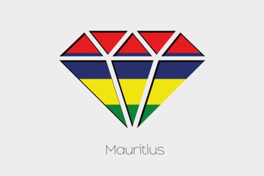 Mauritius bir elmas içindeki bir bayrak illüstrasyon
