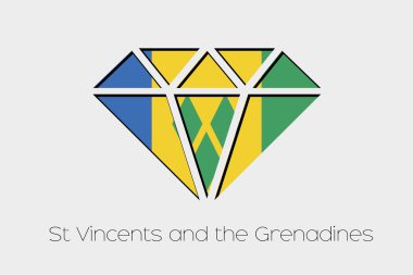 Bir bayrak bir elmas içinde Saint Vincents ve çizimi ve Grenadinler