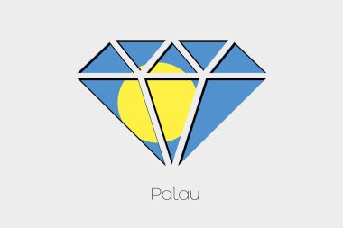 Bir elmas Palau içinde bir bayrak illüstrasyon