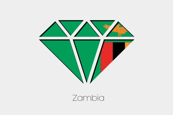Vlajka Ilustrace Uvnitř Diamond Zambie — Stockový vektor
