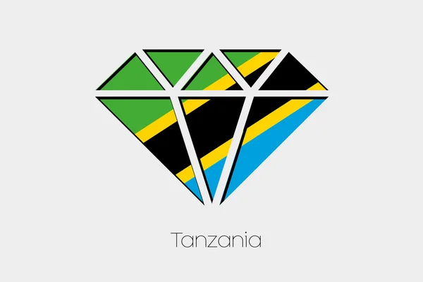 Flaga Ilustracja Wewnątrz Diament Tanzanii — Wektor stockowy