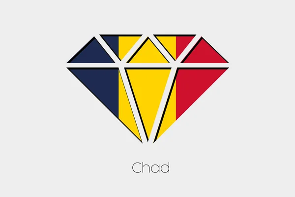 Flagga Illustration Inuti Diamant Tchad — Stock vektor