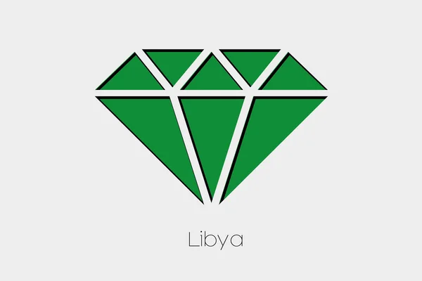 Een Illustratie Van Vlag Binnen Een Diamant Van Libië — Stockvector