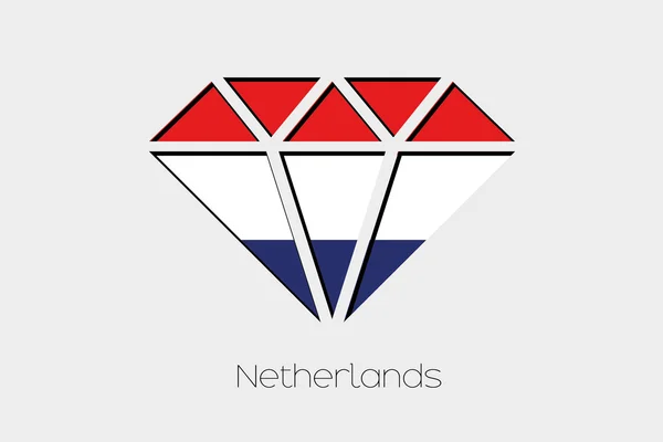 Eine Flaggenabbildung Einem Diamanten Der Niederlande — Stockvektor