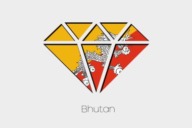 İçinde bir elmas Bhutan bayrağı illüstrasyon