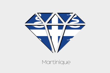 Martinique bir elmas içindeki bir bayrak illüstrasyon