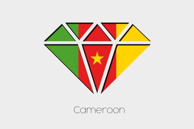 Kamerun bir elmas içindeki bir bayrak illüstrasyon