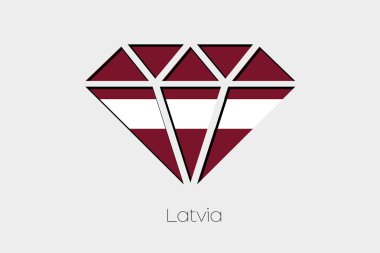 Bir elmas Letonya içinde bir bayrak illüstrasyon