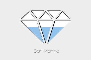 Bir elmas San Marino içinde bir bayrak illüstrasyon