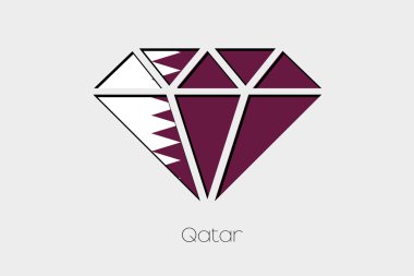 Bir elmas Katar içinde bir bayrak illüstrasyon