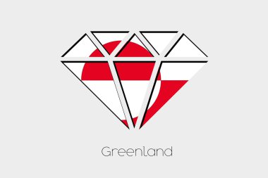 Grönland bir elmas içindeki bir bayrak illüstrasyon