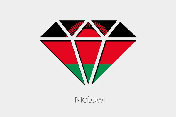 Flaga Ilustracja Wewnątrz Diament Malawi — Wektor stockowy