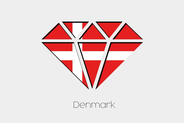 Uma Ilustração Bandeira Dentro Diamante Dinamarca —  Vetores de Stock