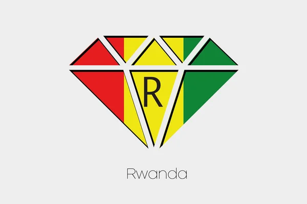 Flag Illustration Diamond Rawanda — Stock Vector