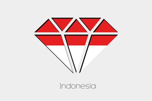 Illustrazione Della Bandiera All Interno Diamante Dell Indonesia — Vettoriale Stock