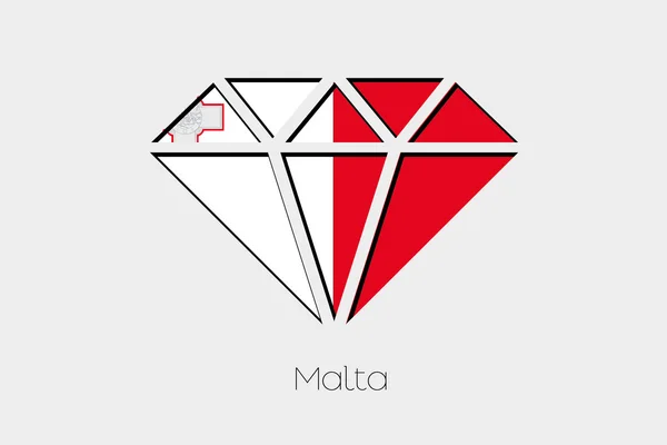 Een Illustratie Van Vlag Binnen Een Diamant Van Malta — Stockvector