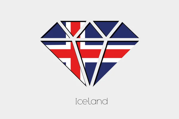 Illustrazione Della Bandiera All Interno Diamante Dell Islanda — Vettoriale Stock