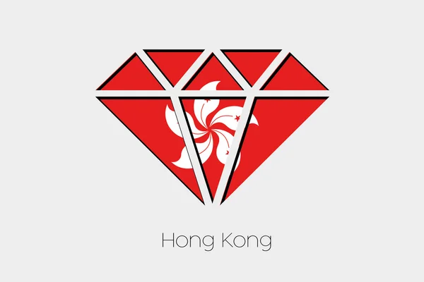 Een Illustratie Van Vlag Binnen Een Diamant Van Hong Kong — Stockvector