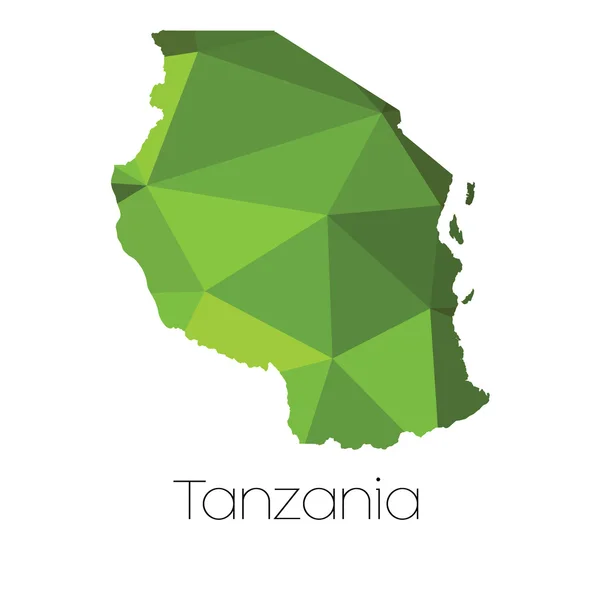 Una Mappa Del Paese Tanzania Tanzania — Vettoriale Stock
