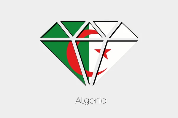 Een Illustratie Van Vlag Binnen Een Diamant Van Algerije — Stockvector