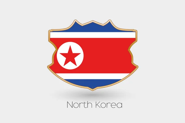 Een Illustratie Van Vlag Schild Van Noord Korea — Stockfoto