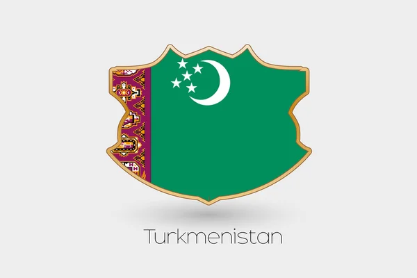 Μια Ασπίδα Απεικόνιση Σημαία Του Τουρκμενιστάν — Φωτογραφία Αρχείου