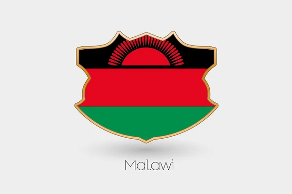 Tarcza Flaga Ilustracja Malawi — Zdjęcie stockowe