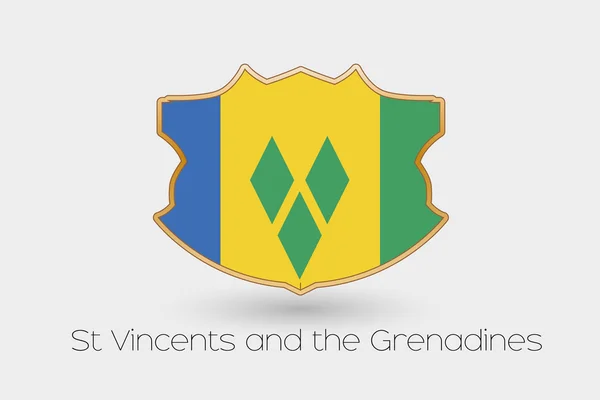A Shield Flag Illustration of Saint Vincents and the Grenadines