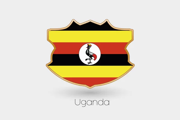 Una Bandiera Scudo Illustrazione Dell Uganda — Foto Stock