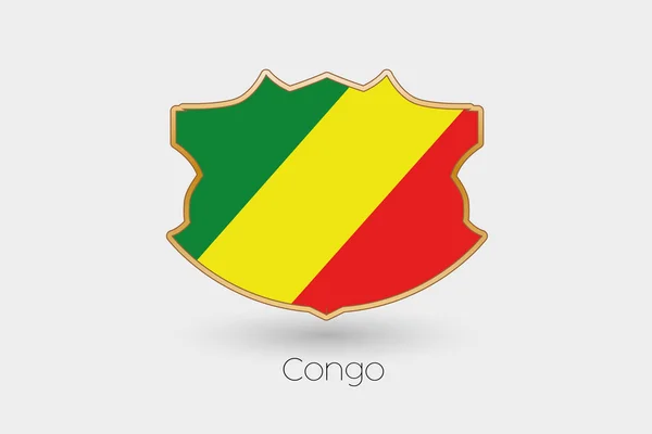 Sköld Flagga Illustration Kongo — Stockfoto