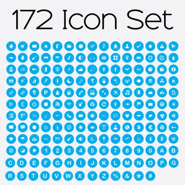 İzole üzerinde mavi arka plan Icon Set