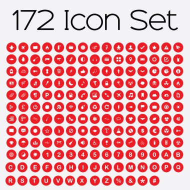 Üzerinde izole kırmızı arka plan Icon Set