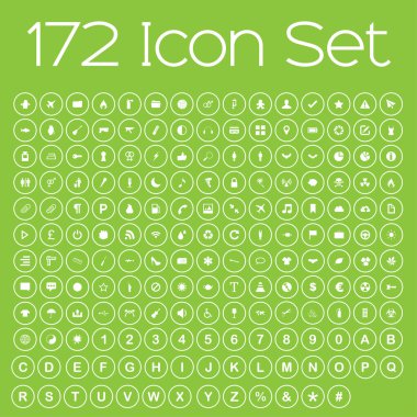 İzole üzerinde yeşil renkli Icon Set