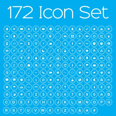 İzole üzerinde mavi arka plan Icon Set