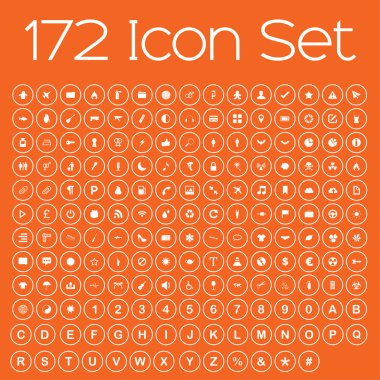 İzole üzerinde turuncu arka plana Icon Set
