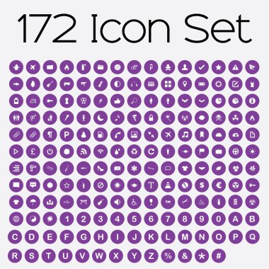 Üzerinde izole mor arka plan Icon Set