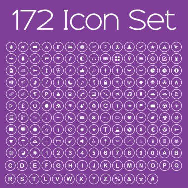 Üzerinde izole mor arka plan Icon Set