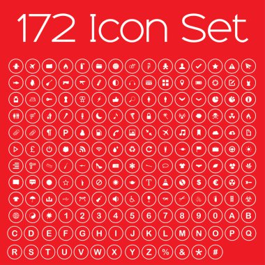 Üzerinde izole kırmızı arka plan Icon Set