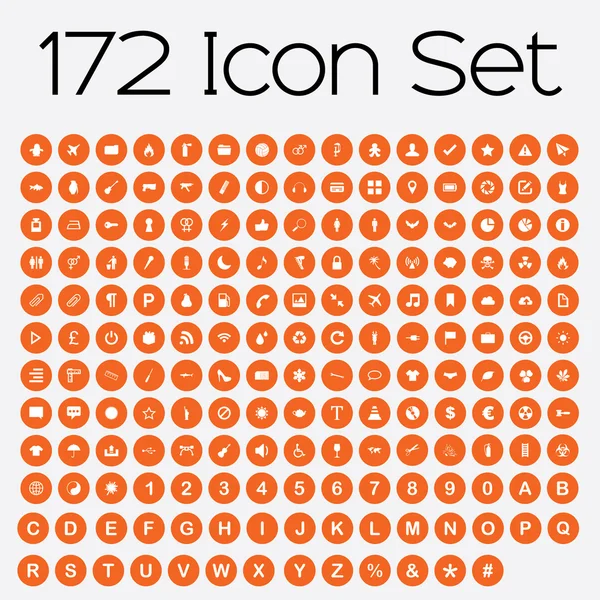 İzole üzerinde turuncu arka plana Icon Set