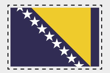 Bosna ülkenin 3D izometrik bayrağı çizimi