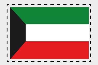 Kuveyt ülke 3D izometrik bayrağı çizimi