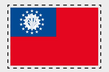 Myanmar ülke 3D izometrik bayrağı çizimi