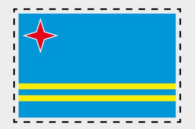 Aruba ülke 3D izometrik bayrağı çizimi