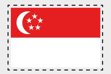 Singapur ülke 3D izometrik bayrağı çizimi