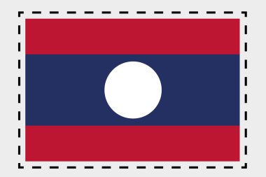 Laos ülke 3D izometrik bayrağı çizimi