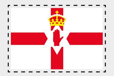 Kuzey Irelan ülkenin 3D izometrik bayrağı çizimi