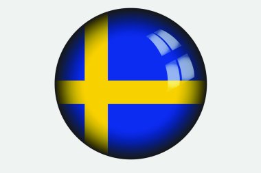 ülke İsveç'in 3D izometrik bayrağı çizimi