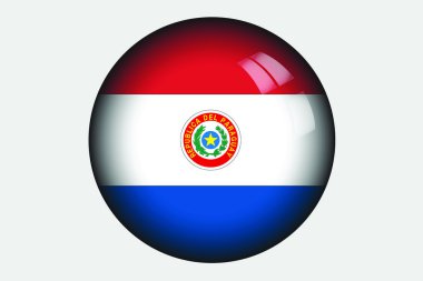 Paraguay ülke 3D izometrik bayrağı çizimi
